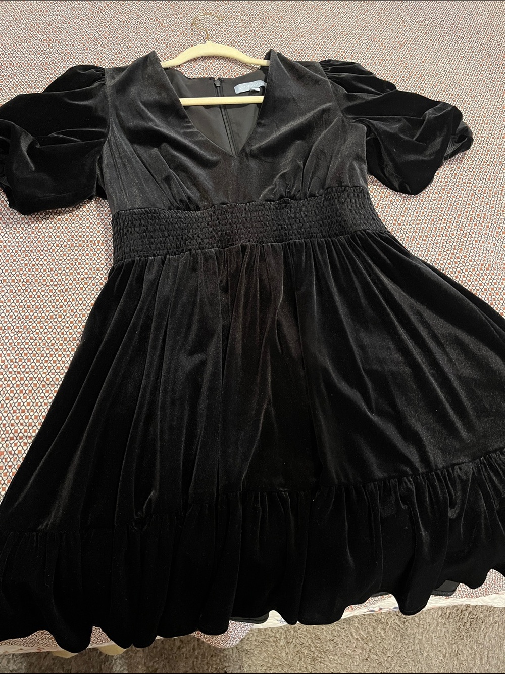 Black Velvet Ruffled Skirt